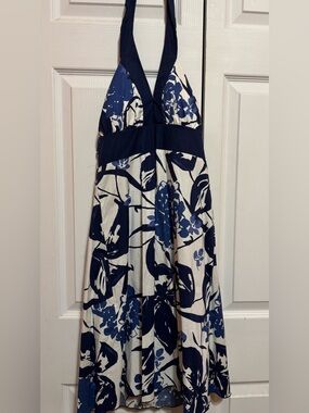 Speechless Navy and White Floral Halter Dress